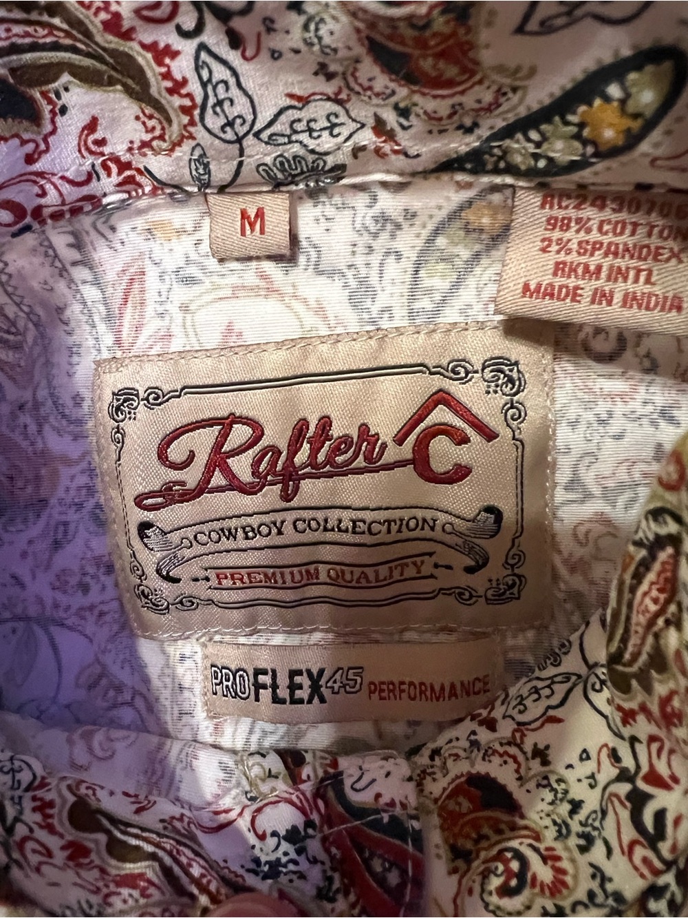 Rafter C Men's White Paisley Button-Down Shirt - Picture 3 of 5